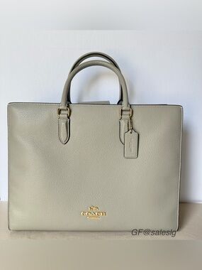 NWT Coach Maggie Tote large Shoulder Bag Dove/Gold Styled Set with Chain Scarfs